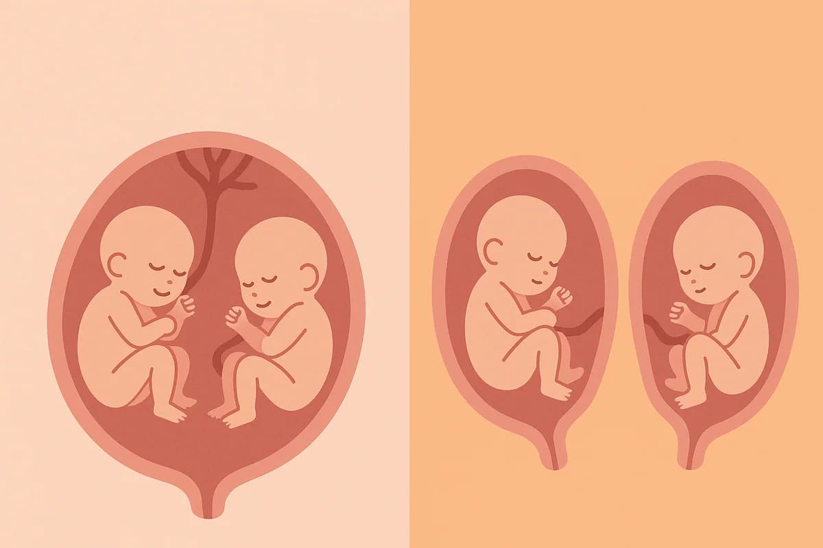 Illustration comparant des jumeaux monozygotes et dizygotes