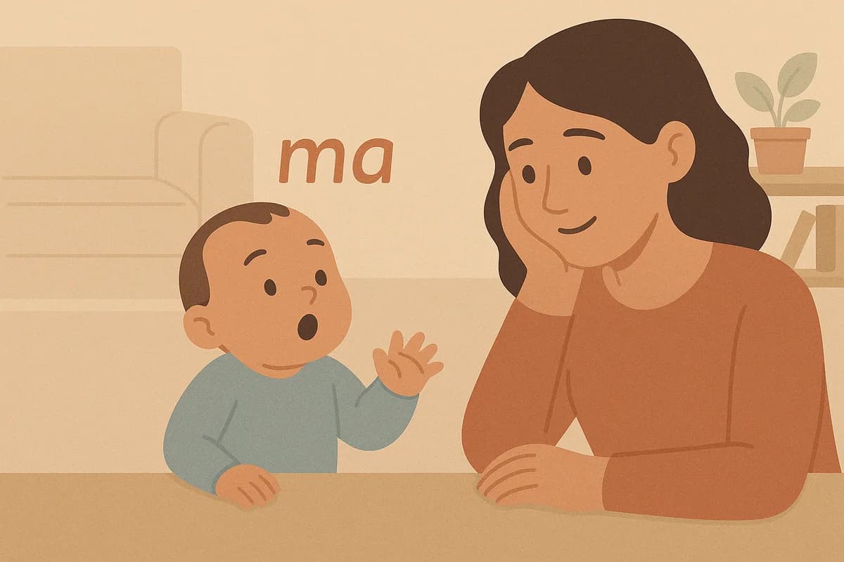 Mère regardant son bébé tout en balbutiant