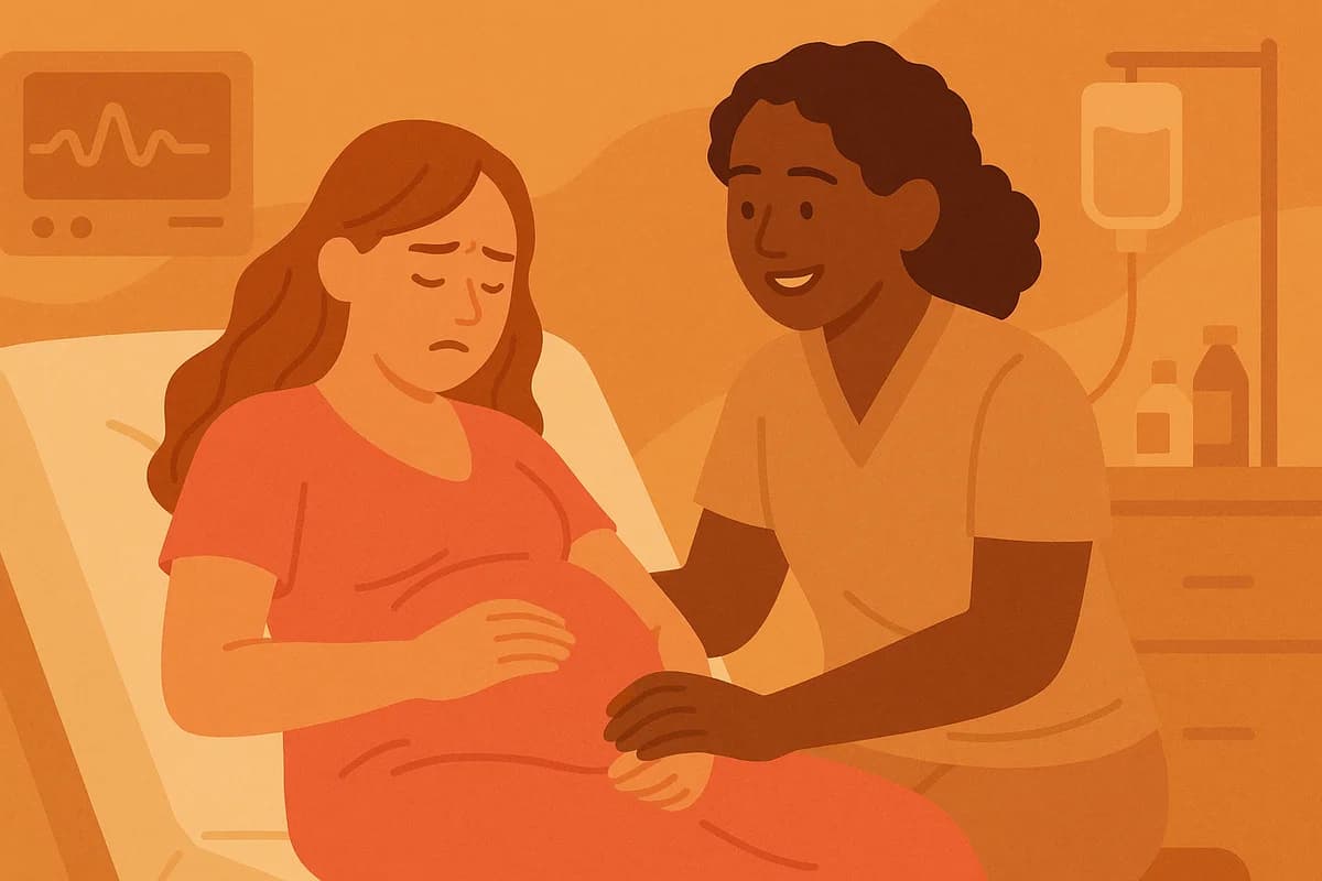 Midwife accompanying the birth of a baby